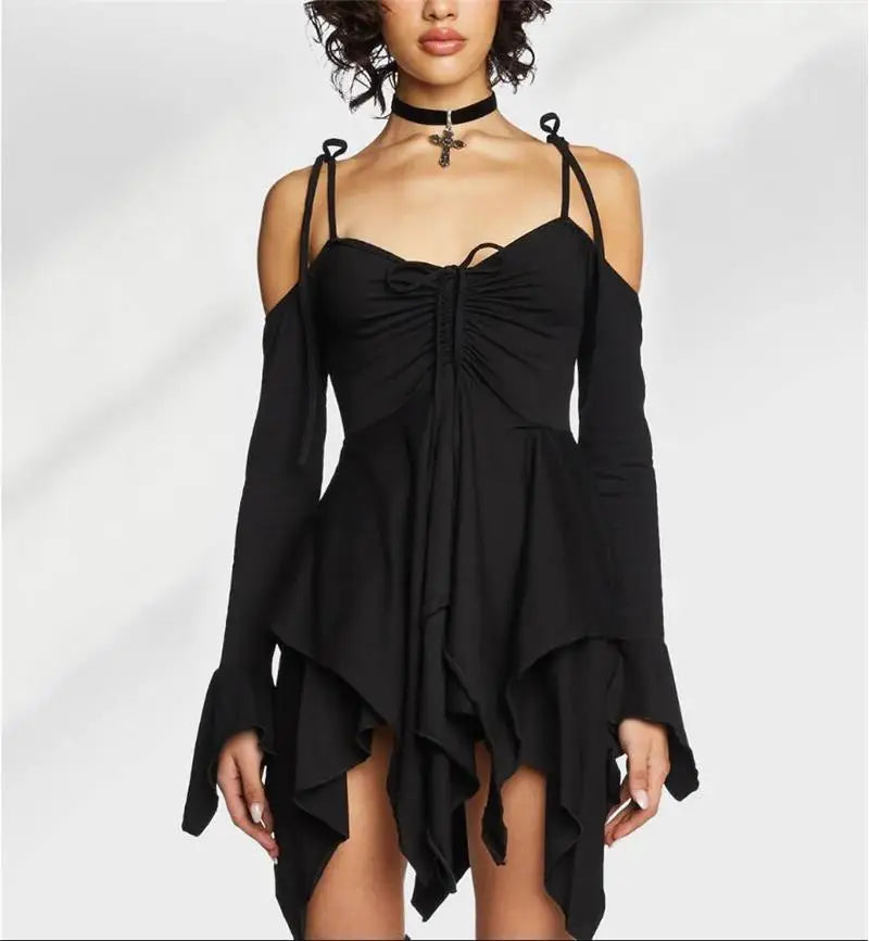 Sexy Asymmetrical Sling Dr Performance Costume loween Irregular Strapl Gown Women's Faion Autumn 2024