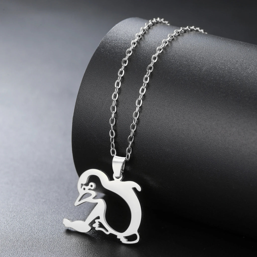 Walking Penguin Pendant Necklace | Stainless Steel Animal Chain for Women