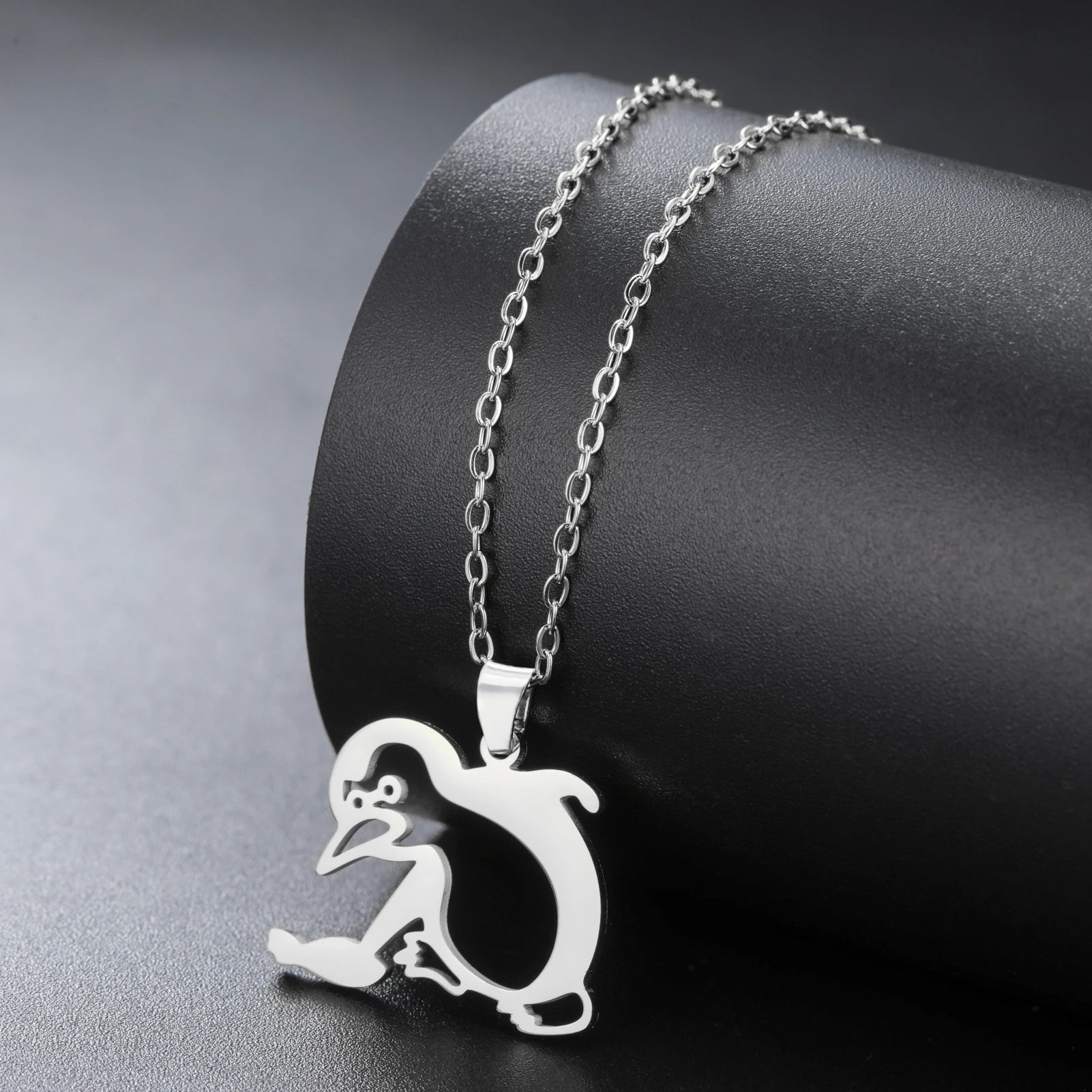 Walking Penguin Pendant Necklace | Stainless Steel Animal Chain for Women