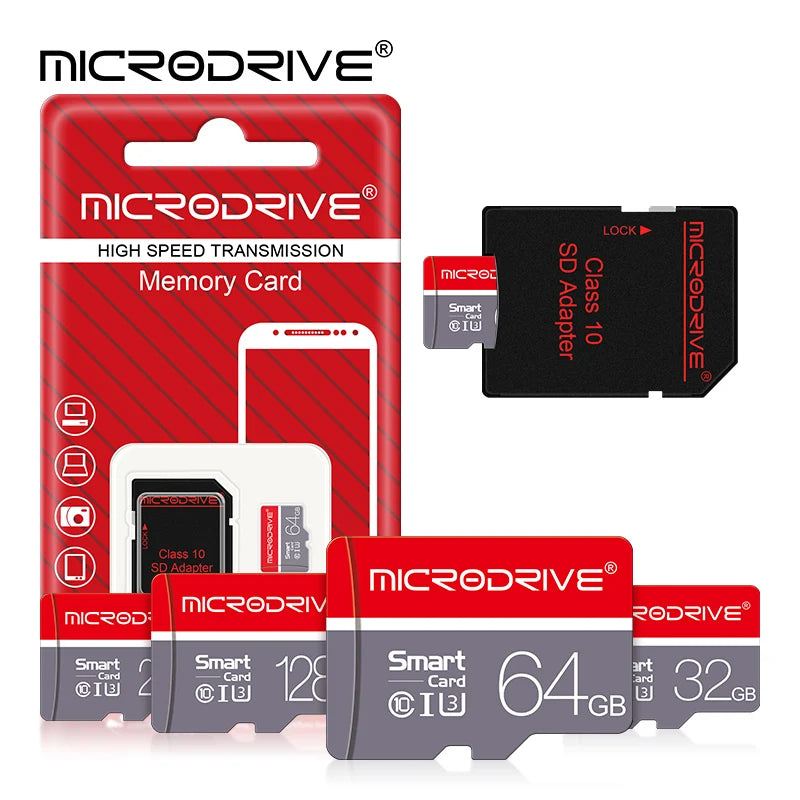 MicroDrive High-Speed microSD Card (16–256GB, C10/A1/U3, V10)