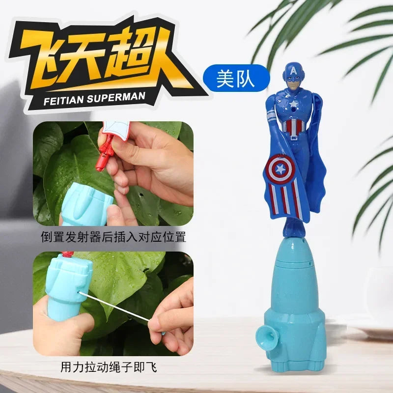 Anime Spiderman Bamboo Dragonfly Flying Toy Iron Man Captain Rotating String Flying Toys Outdoor Toy for Boys Children Gift 2026