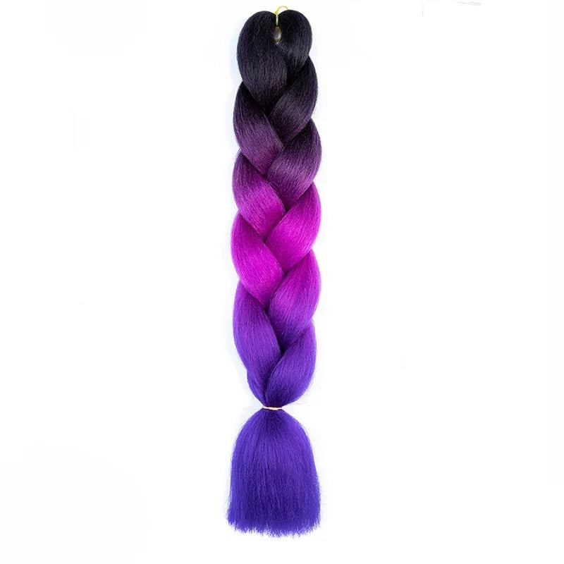 24Inch Synthetic Long Straight Yaki Braids Hair Ombre Braiding Hair Jumbo Rainbow Braid Hair Extension for Women DIY Hair