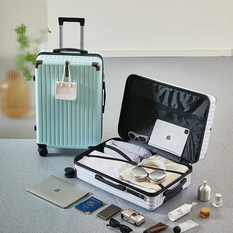 Lightweight Suitcase for Travelling Password Protected Children's Luggage Carry Bag for Men and Women Leather Suitcase 20-26Inch