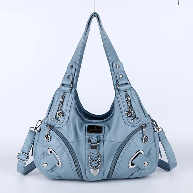 Angel kiss Women Handbags Fashion Shoulder Bag Large Black Tote Top-handle Shopping Pack Multiple Pockets Satchel Lady  Purse