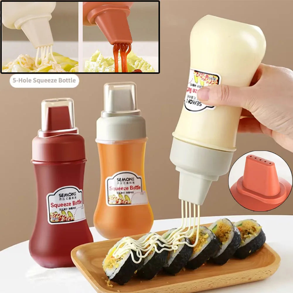Porous Squeeze Sauce Bottle 350ML Tomato Honey Salad Dressing Container Kitchen Condiment Dispenser for Ketchup BBQ Sauces Oil