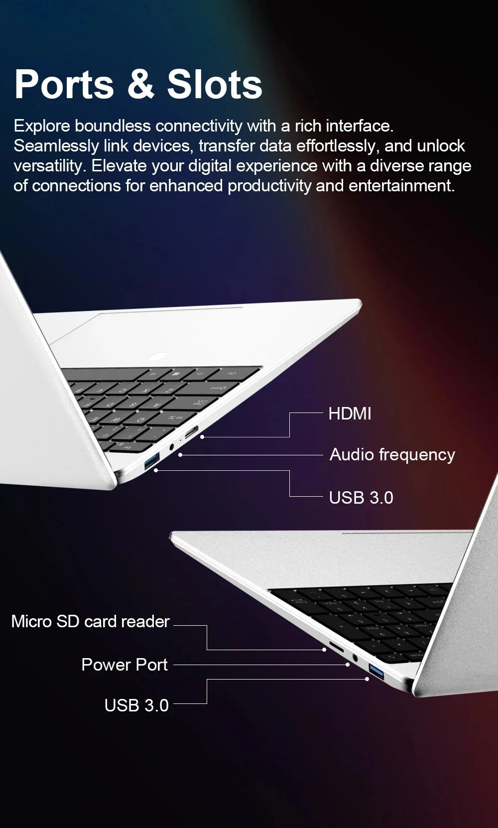 Erilles 15.6″ Laptop — Intel Celeron N4000, 16GB DDR4 RAM, 1TB SSD, Fingerprint Unlock, Full HD 1080P, Windows 11 Pro