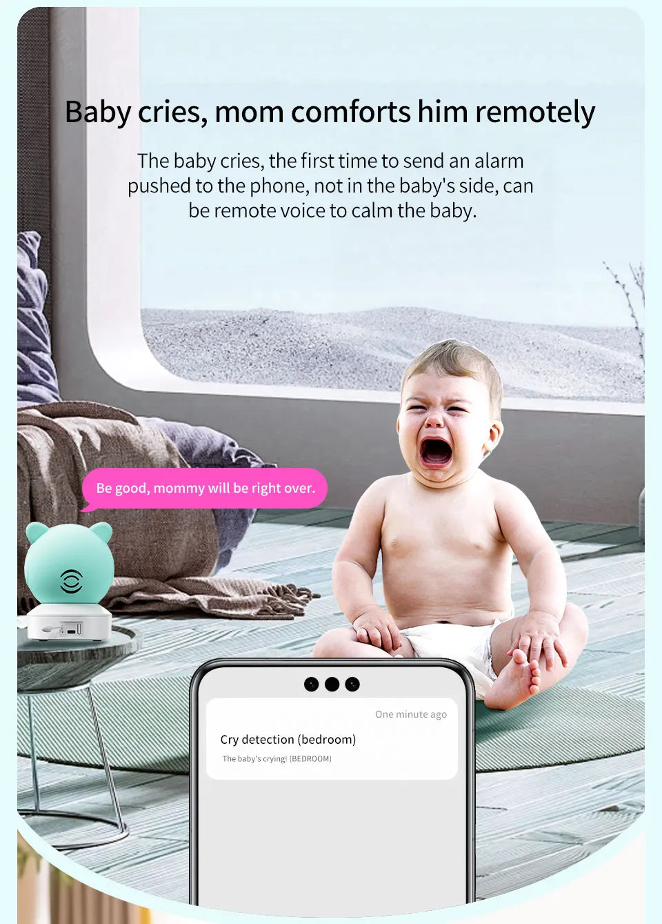 DANMINI 5 "tuya baby monitor 2K high definition WiFi remote mobile APP control up, down, left and right rotation gimbal camera