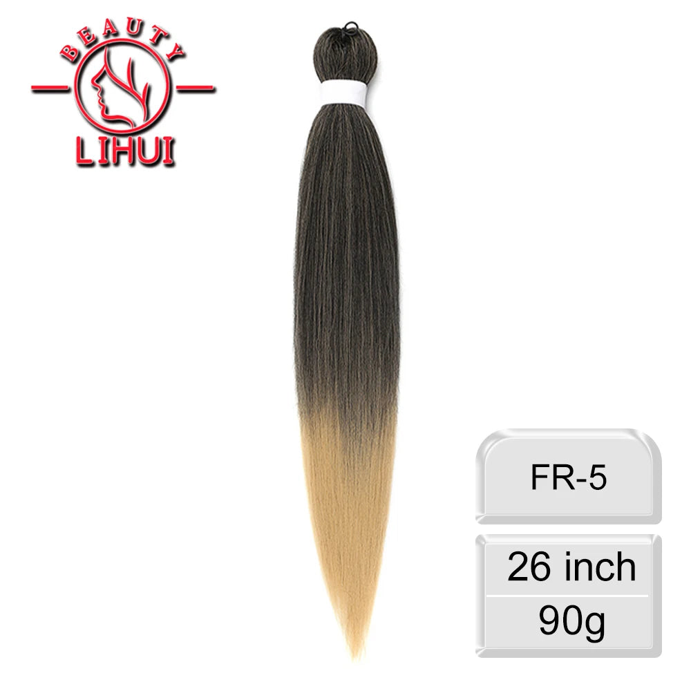 LIHUI Pre-Stretched Jumbo Braids — 26" 90 g Synthetic (Red/Pink, Frosted Colors)