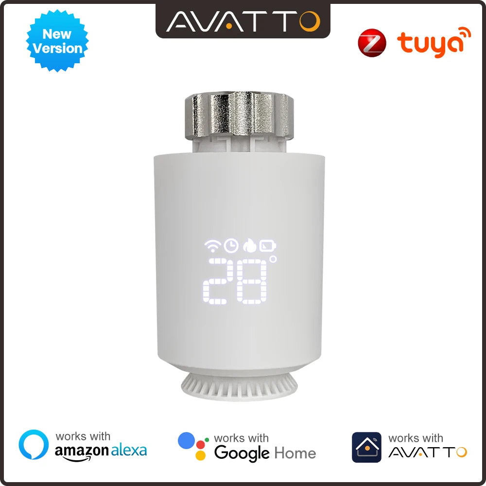 AVATTO Tuya ZigBee3.0 Thermostat Radiator Actuator Smart TRV Thermostatic Valve Controller Works With Alexa Google Home Alice