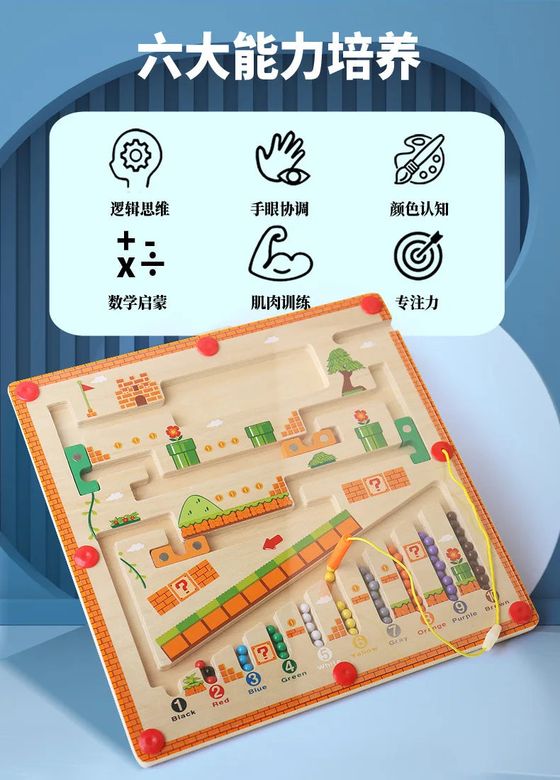 Magnetic Sorting Games Montessori Puzzle Toys Maze Board Learning Color Montessori Classification Wooden Educational Toys