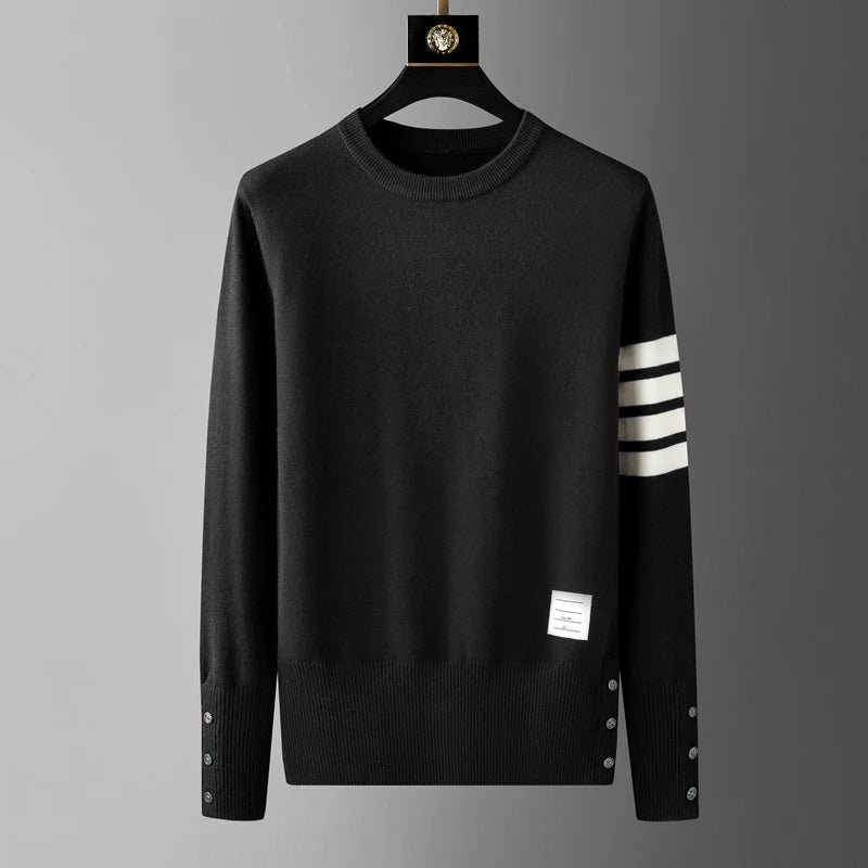 High end luxury brand sweater men personality trend ribbon striped round neck Knitwear autumn and winter Korean casual pullover