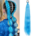 Synthetic Purple Hair Ponytail with Elastic Rubber Band Long Yaki Straight Ponytail for DIY Braiding for Christmas Halloween Use