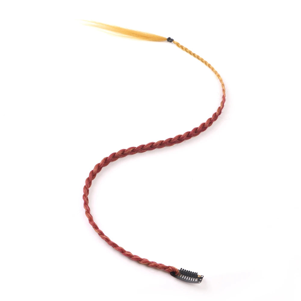 Synthetic 5 Pcs/Lot Clip-in Extensions For Women Ponytail Rainbow Braid Hair Extension 22'' Ombre Hairpiece Box Braid With Clip