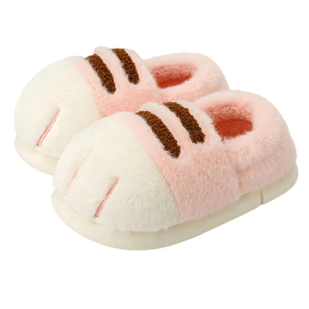 New Adorable Kitty Claw Slippers Women's Home Shoes Non Slip Furry Mules Female Fashion Warm Fluffy Slides Outdoor Cat Slippers