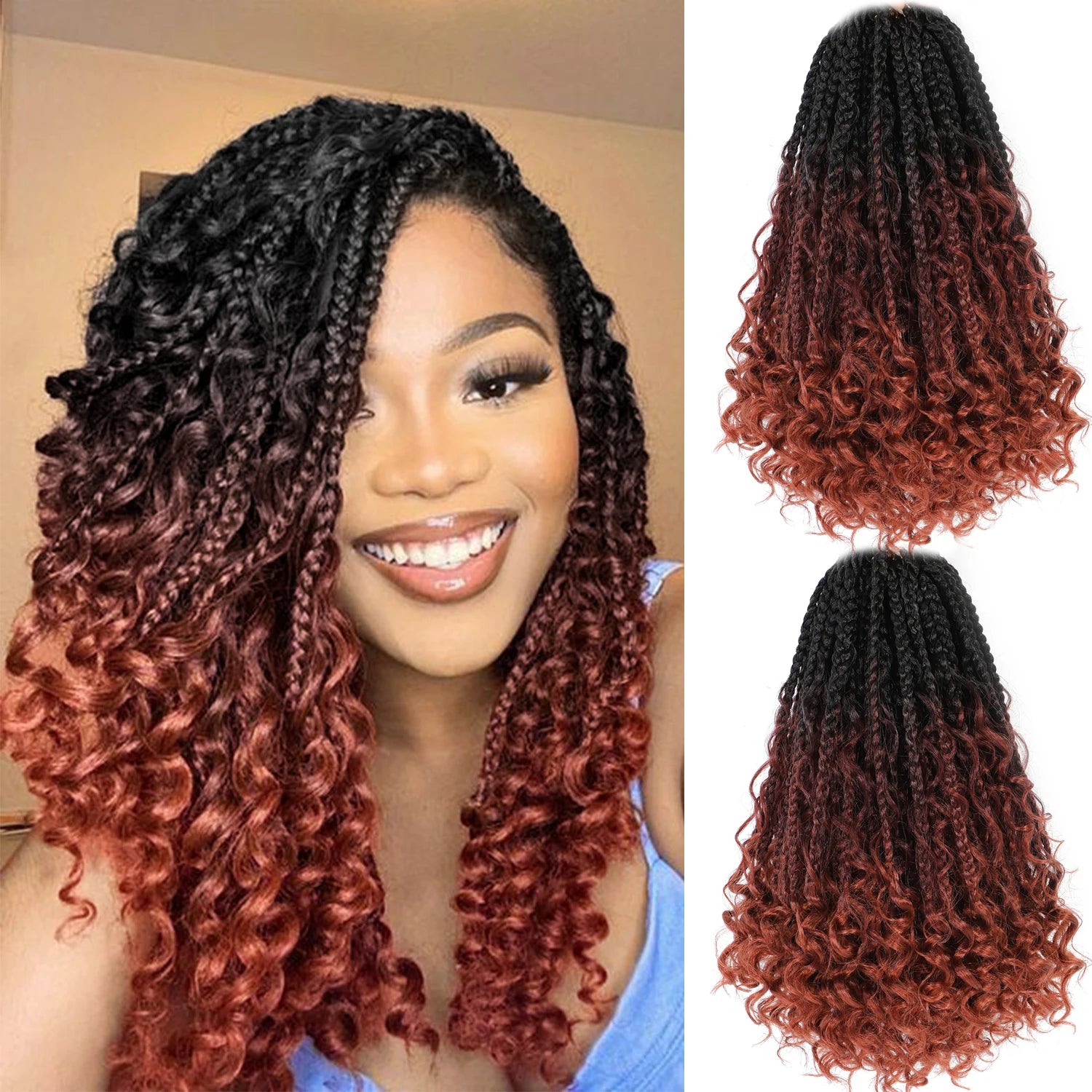 Goddess Box Braids Crochet Hair Bohomian Box Braids synthetic Crochet Hair for Black Women, Pre-Looped Crochet Braids