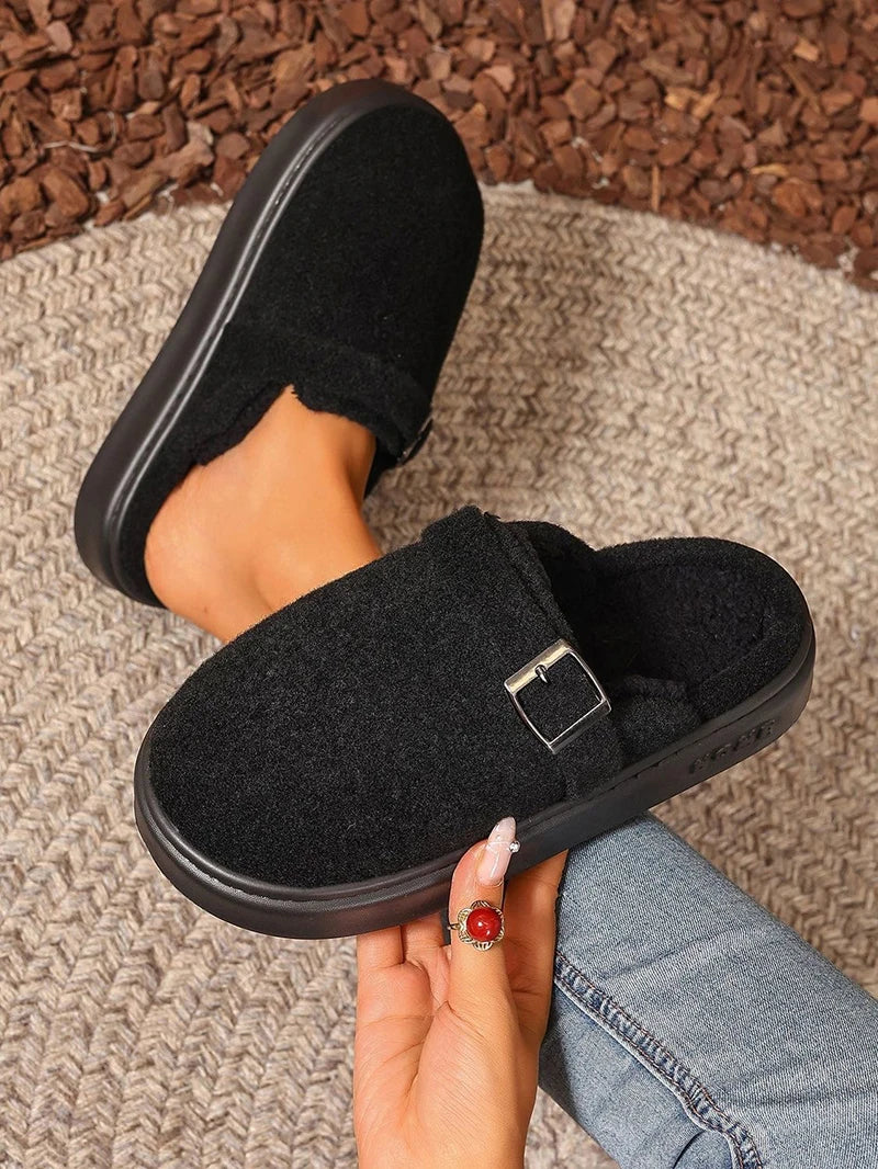 Winter Women's Slippers Home Plush Luxury Designer Woman Shoes Indoor Fluffy Fashion Platform Fuzzy Fur Slides Elegant Flat Soft