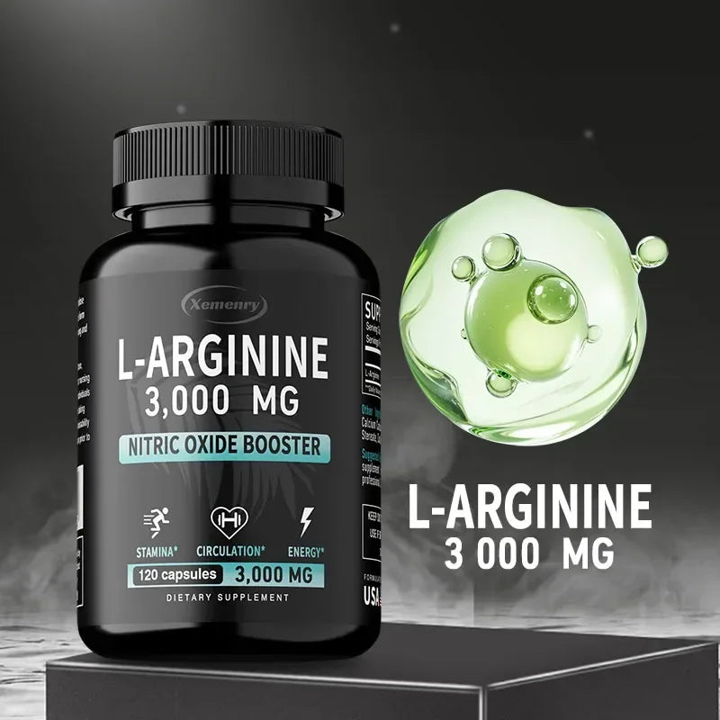 L-Arginine 3000mg - Men's Strength and Endurance Supplement,Support Reproductive Health - 120 Capsules