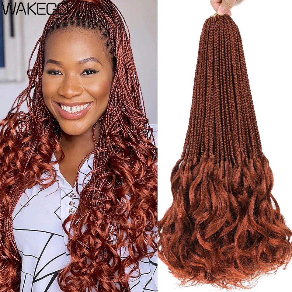 14 18 24 Inch French Curl Box Braids Crochet Hair Ombre Brown to Blonde Prelooped Synthetic French Curls Braiding Hair for Women