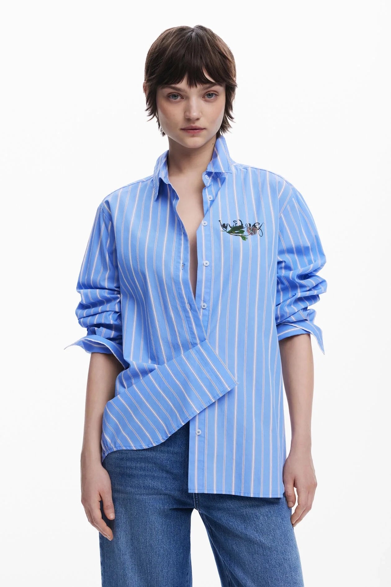 Women’s Square-Neck Striped Shirt — Long Sleeve, Loose Fit (2025 New)