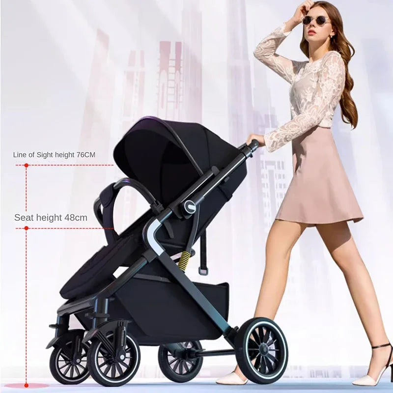 Ultra-Light Baby Stroller Bidirectional Implementation Can Sit and Lie One Button Close High Landscape Newborn Umbrella Car