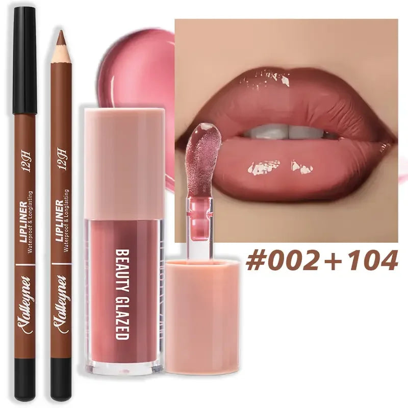 2-Piece Waterproof Matte Lip Set – Lip Liner + Lip Glaze