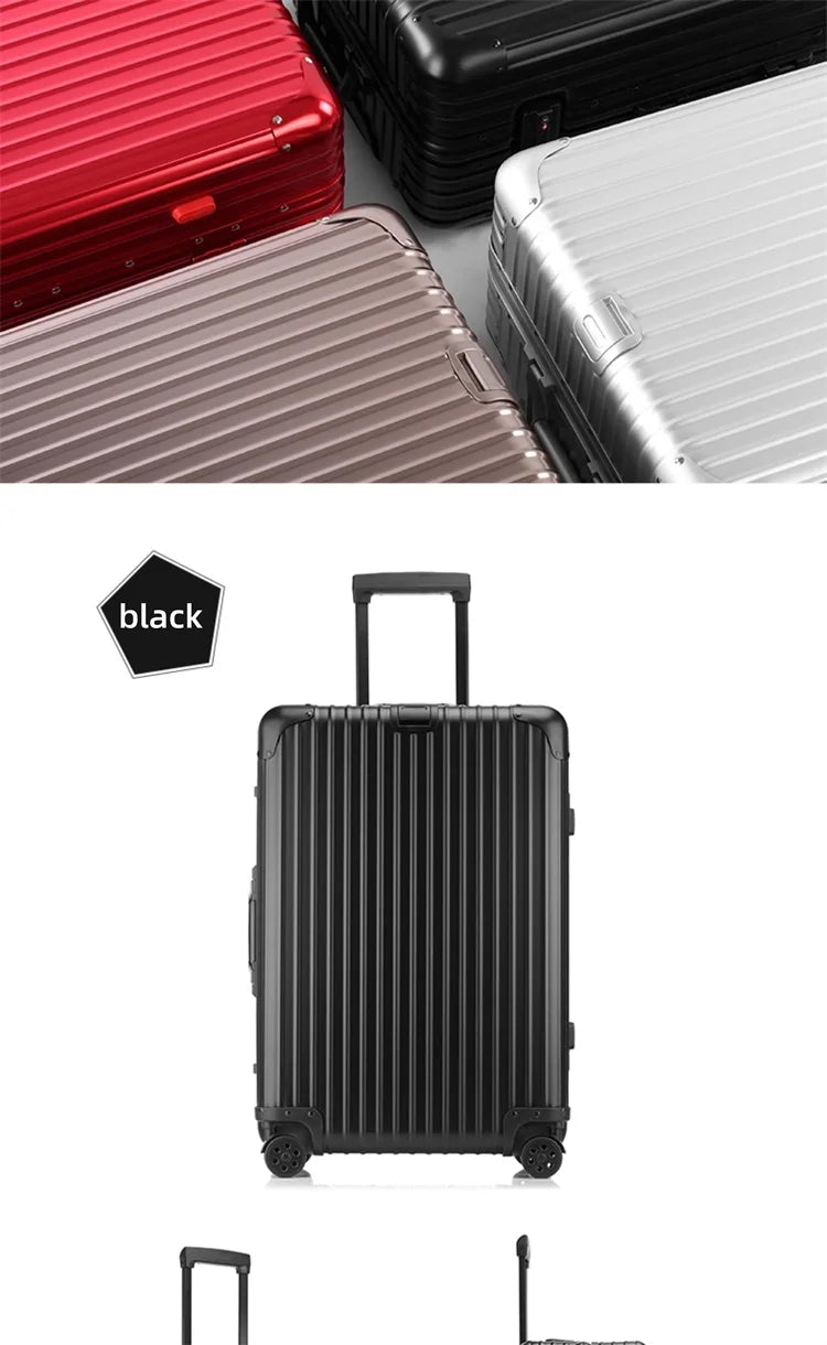 All-aluminum magnesium alloy telescopic suitcase 24-inch luggage business travel case metal combination lock bag 20-inch carry-o