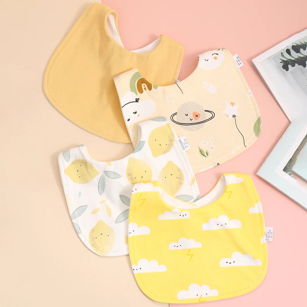 4pcs Cotton Soft Baby Adjustable Bibs Infant Bib Newborn Burp Cloths Bandana Scarf for Kids Boy Girls Feeding Saliva Towel