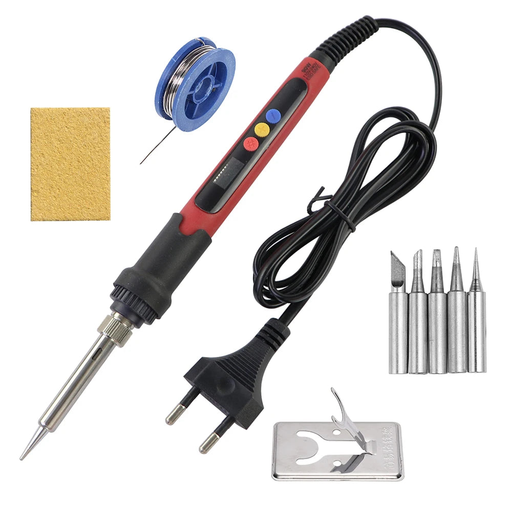 60W 80W Electric Soldering Iron LCD Digital Display Adjustable Temperature Welding Repair Tools 220V / 110V Solder Wire Tips