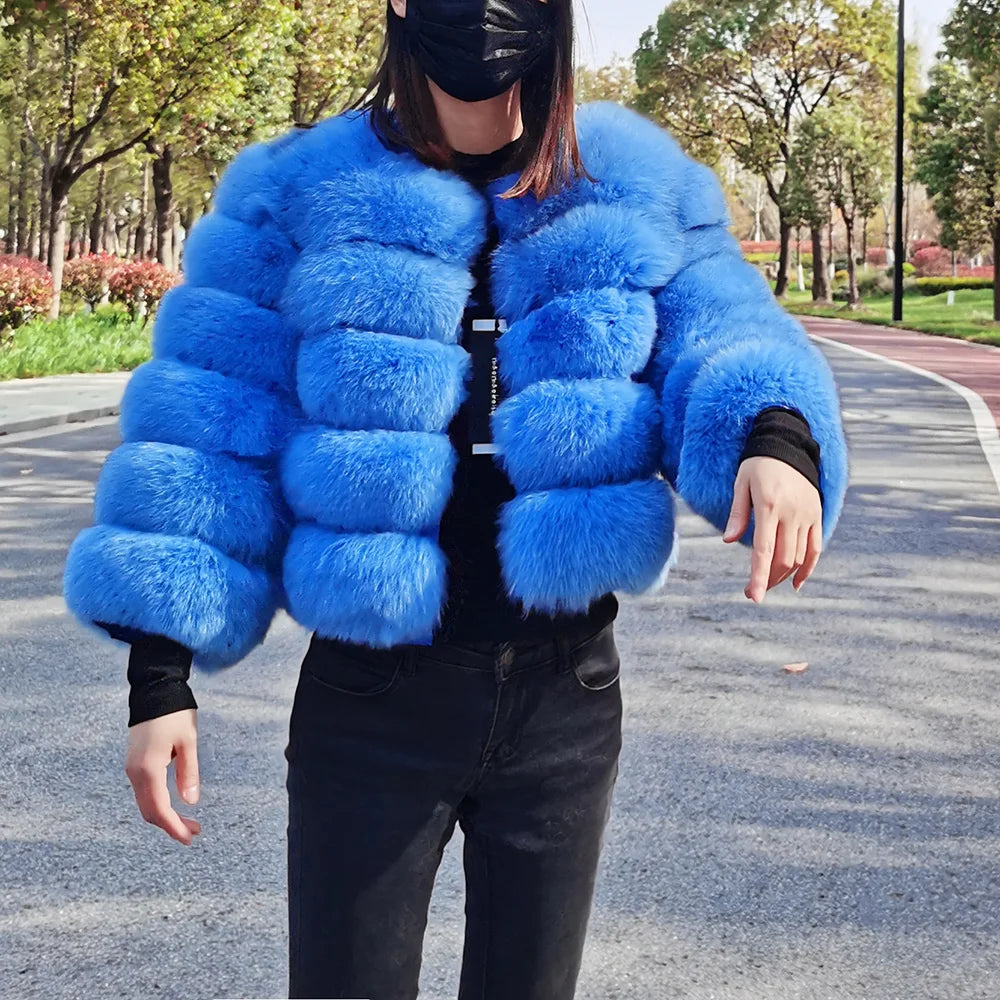 2025 MAOMAOKONG Natural Real Fox Fur Coat Women's Jackets Winter Furry Vest Luxury Beige Khaki Short Leather Female Clothing