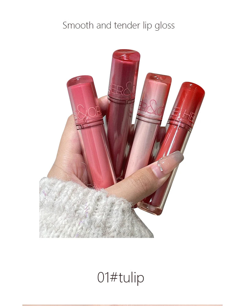Pink Mirror Crystal Lip Gloss Makeup Water Glass Lip Glaze Plumping Waterproof Jelly Lip Tint Lipstick Moisturizing Beauty Lips