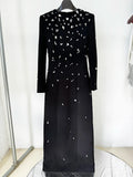 TOP QUALITY Newest 2026 Designer Fashion Women's Rhinestone Diamonds Beaded Long Maxi Dress