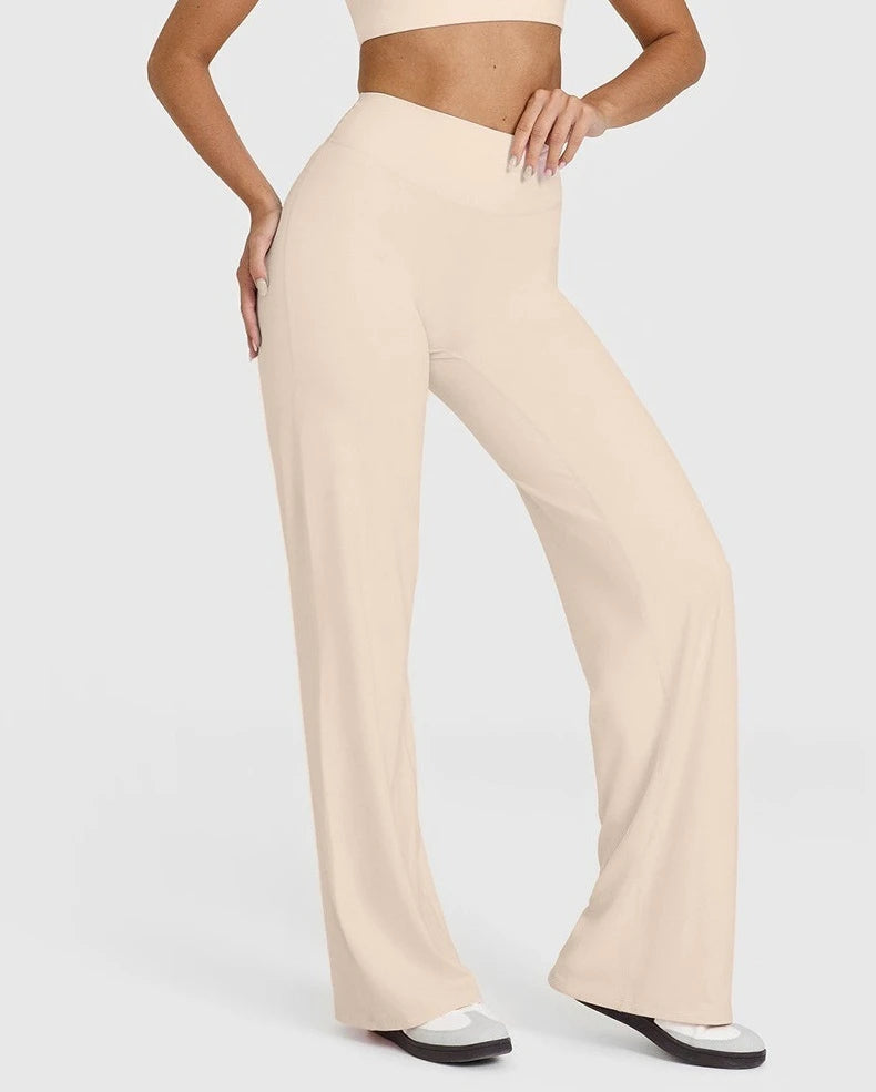 STOUREG Sport Trousers Straight-Leg Pants Ultra Soft Butter Fabric Women's Mid-Waist Yoga Pants GYM Naked Feel Pilates Running