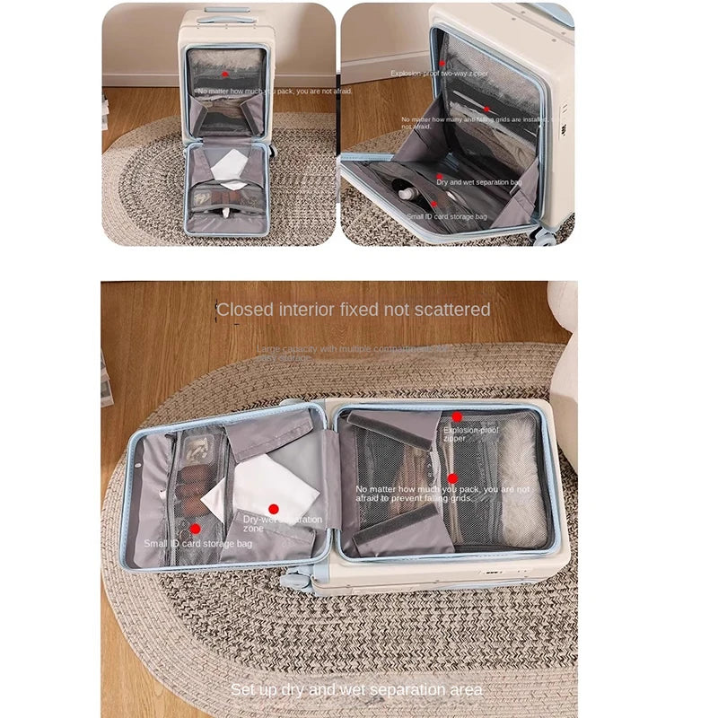 2025 New suitcase for children can Sit 20/22 inch Ride on Luggage Front Opening Sturdy Thickened Travel suitcase with Cup Holder