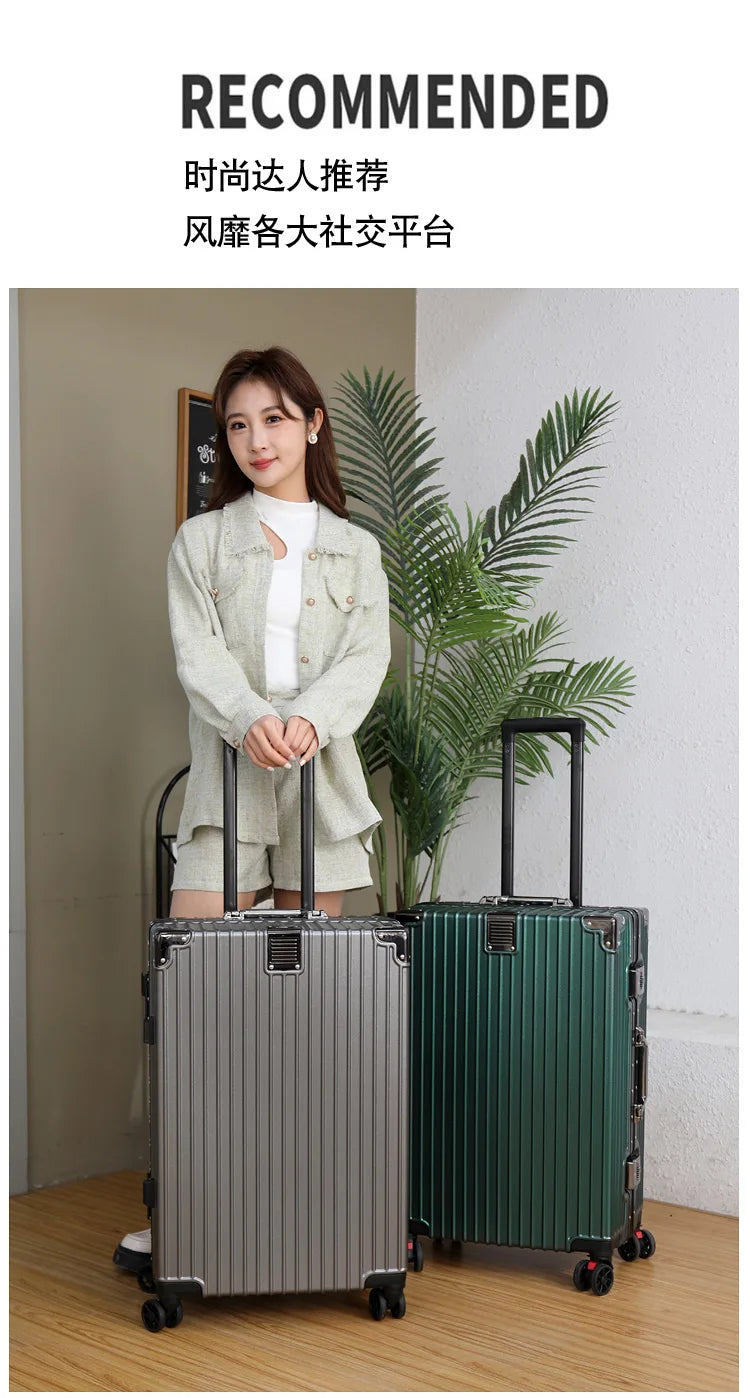 Luggage Suitcase Aluminum Frame 20 Trolley Case Universal Wheels 24 Female Male Students 26 Durable Password 28inch Leather Case