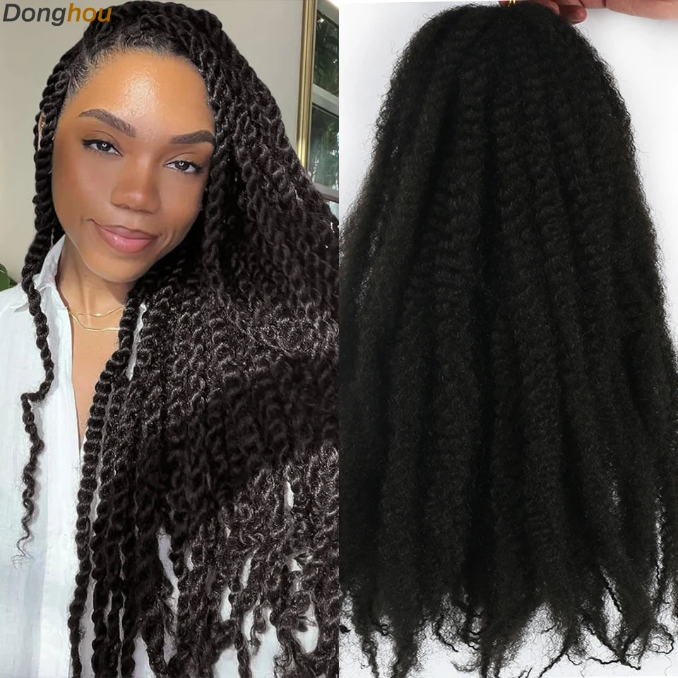 DONGHOU Marley Twist Braiding Hair — 18" Synthetic Afro Twist for Faux Locs & Crochet (1–6 Packs)