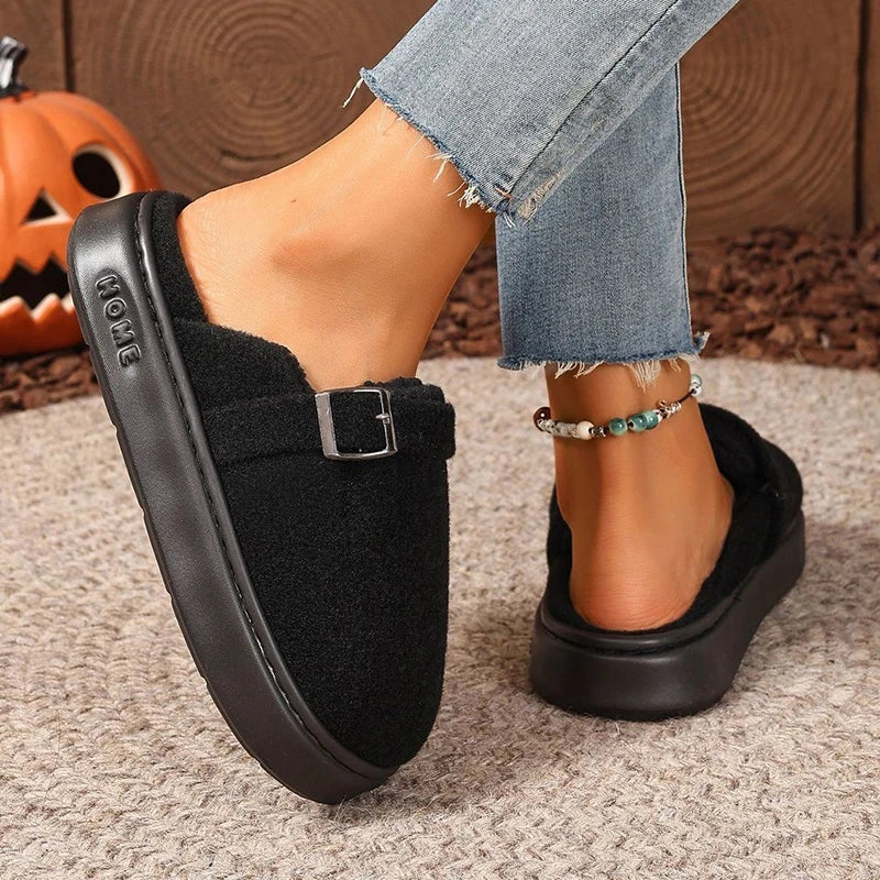 Winter Women's Slippers Home Plush Luxury Designer Woman Shoes Indoor Fluffy Fashion Platform Fuzzy Fur Slides Elegant Flat Soft