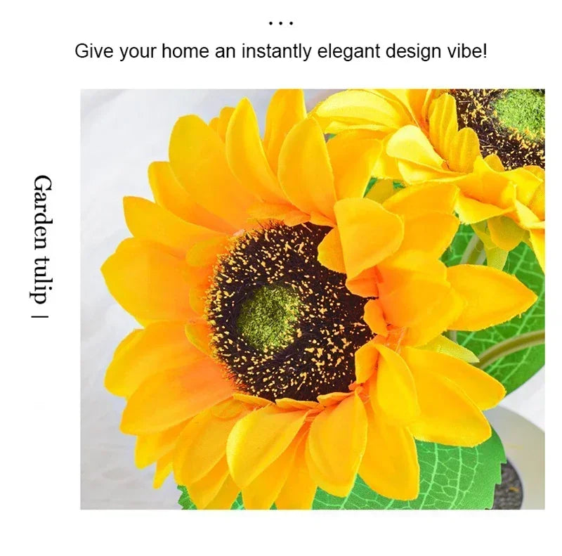 Sunflower LED Night Light — USB Rechargeable Warm Light Decorative Lamp for Bedroom & Holiday Décor