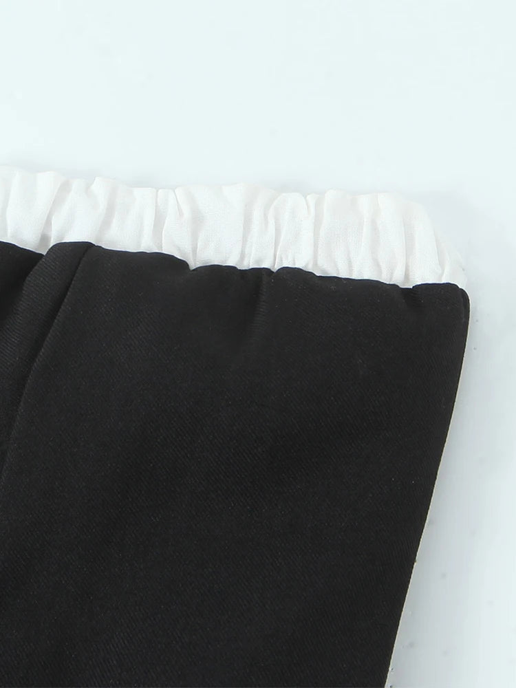 Chu Sau beauty Women New Fashion Sweet Bow Tie Chic Patchwork Mini Dress Sexy Slim Backless Vintage Strapless Short Dresses