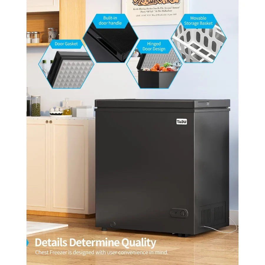7.0 Cubic Feet Compact Chest Freezer Energy Saving Top Opening Deep Freezer with 7 Level Adjustable Thermostat and Removable St
