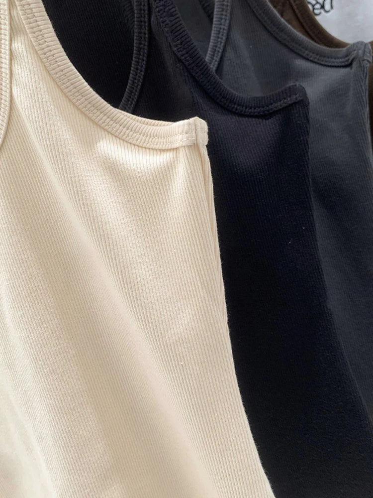 zjaiss Solid Color Basic Ribbed Knitted Tank Top Women Summer Vintage Sleeveless Camis 90s Cool Girls Streetwear Soft Tees