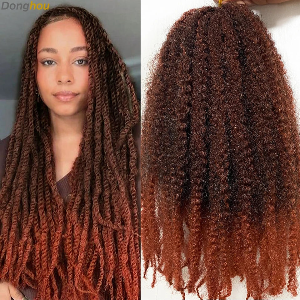 DONGHOU Marley Twist Braiding Hair — 18" Synthetic Afro Twist for Faux Locs & Crochet (1–6 Packs)