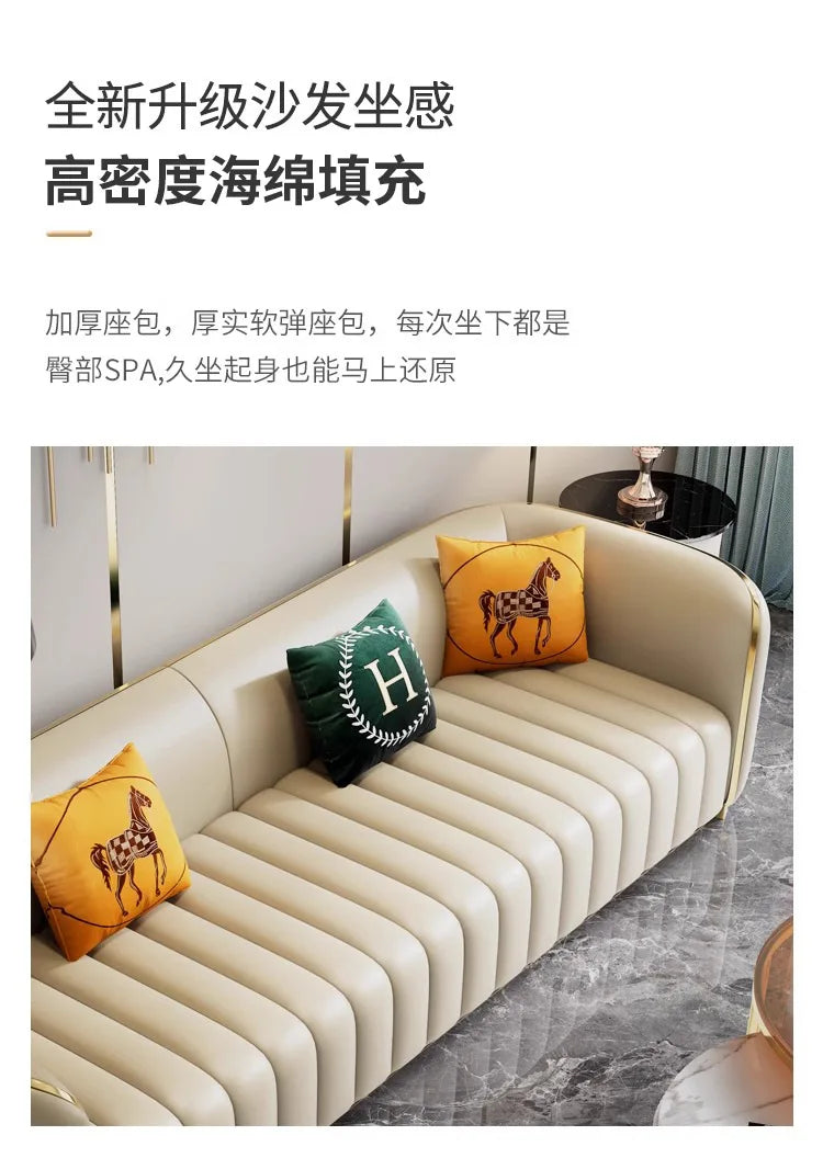 Furniture sofa Italian light luxury leather sofa small apartment living room home high-end designer straight row