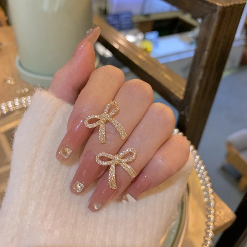 Light Luxury Bowknot Drop Earrings | Elegant Long Bow Studs for Women