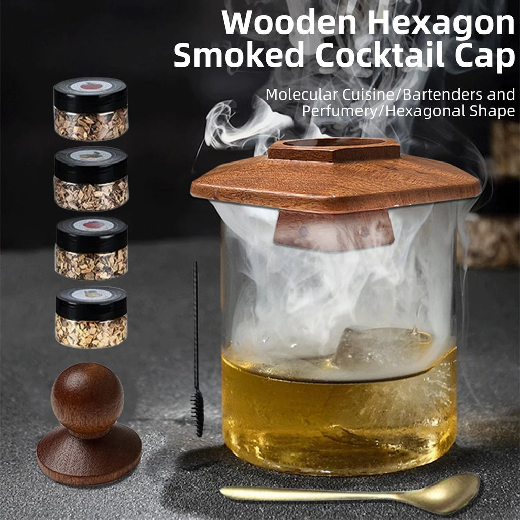 Glass Top Smoker Cocktail Smoker Kit With 4PCS Wood Chips Bartender Accessories For Whiskey Drinks Smoking Gift Kit for Men