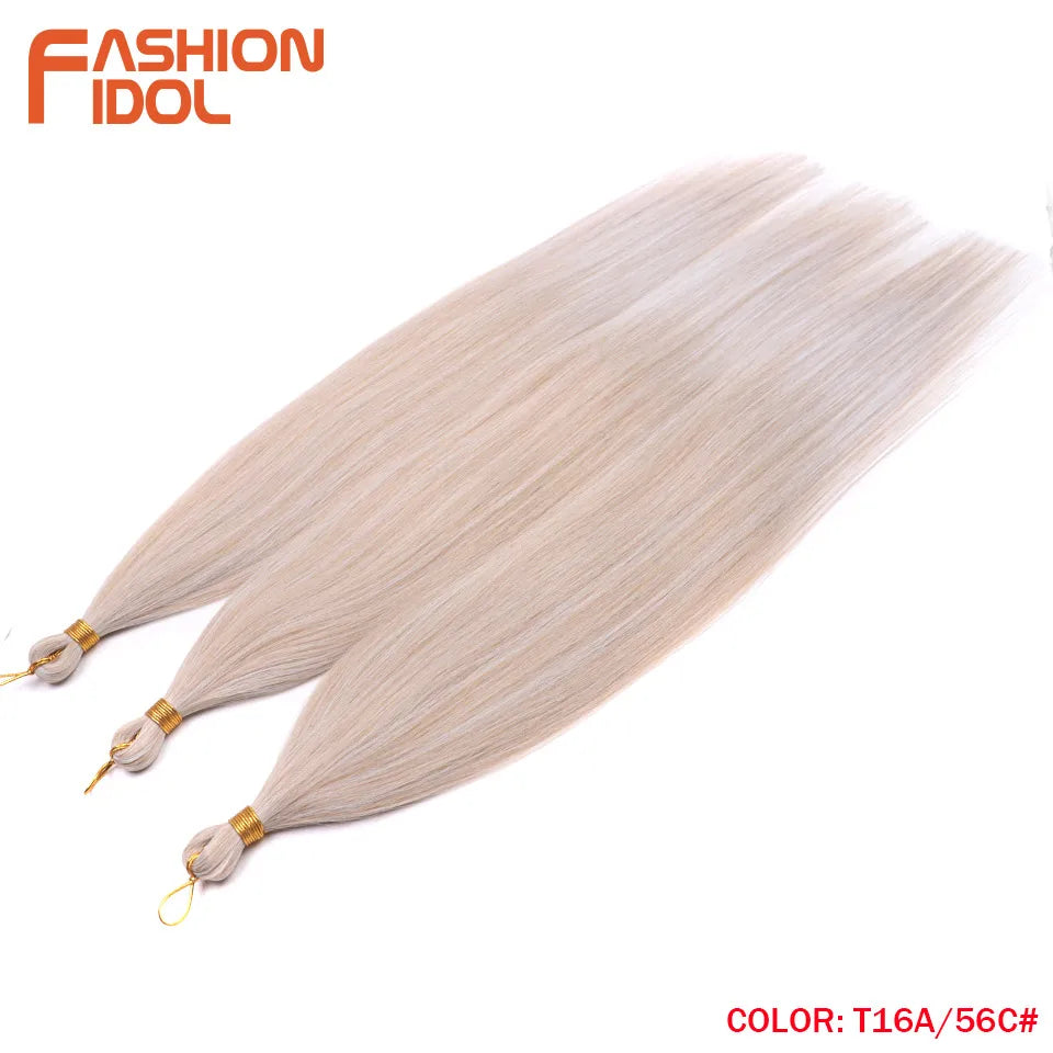 Ariel Straight Hair Bundles Crochet Braids Hair Synthetic 28 Inch 3PCS Braiding Hair Ombre Blonde Yaki Crochet Hair Extensions