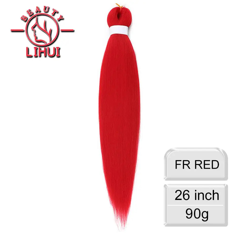 LIHUI Pre-Stretched Jumbo Braids — 26" 90 g Synthetic (Red/Pink, Frosted Colors)