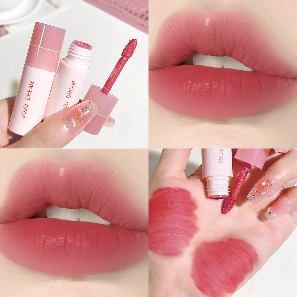 JUJU DREAM 6 Color Matte Lip Glaze - Long-lasting, colourless, non-stick cup velvet, student-friendly, brightening nude lipstick