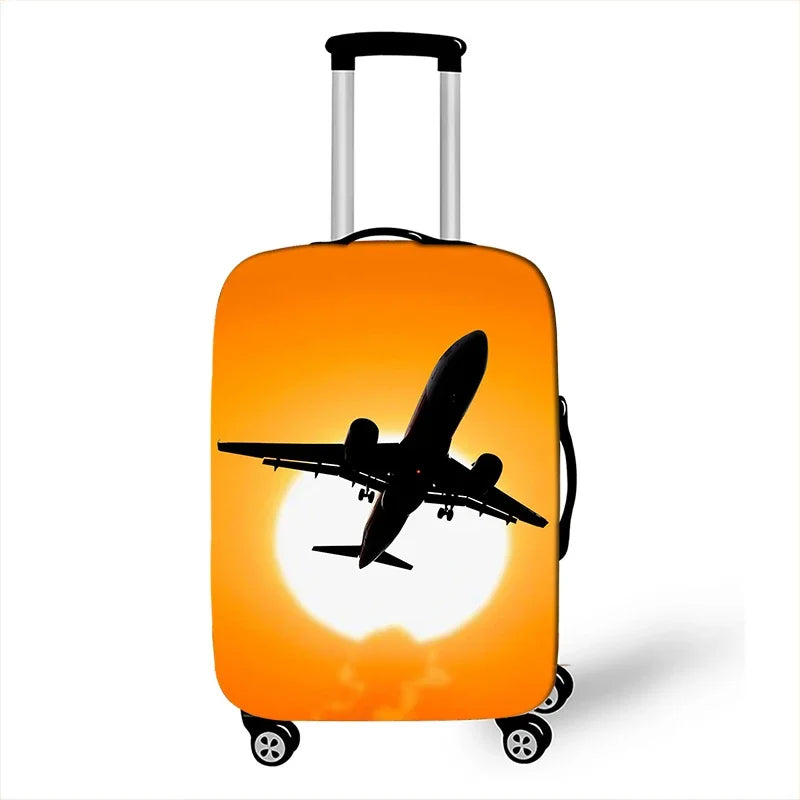 Airplane Go Travel Suitcase Covers Plane Aircraft Map Travel Elastic Trolley Case Protective Cover Anti-dust Luggage Covers Gift