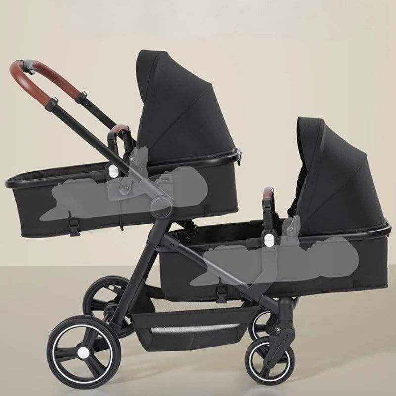 NEW 3in1 Twin Baby Stroller with Car Seat,High View baby carriage for two kids,Foldable,carry on Lightweight