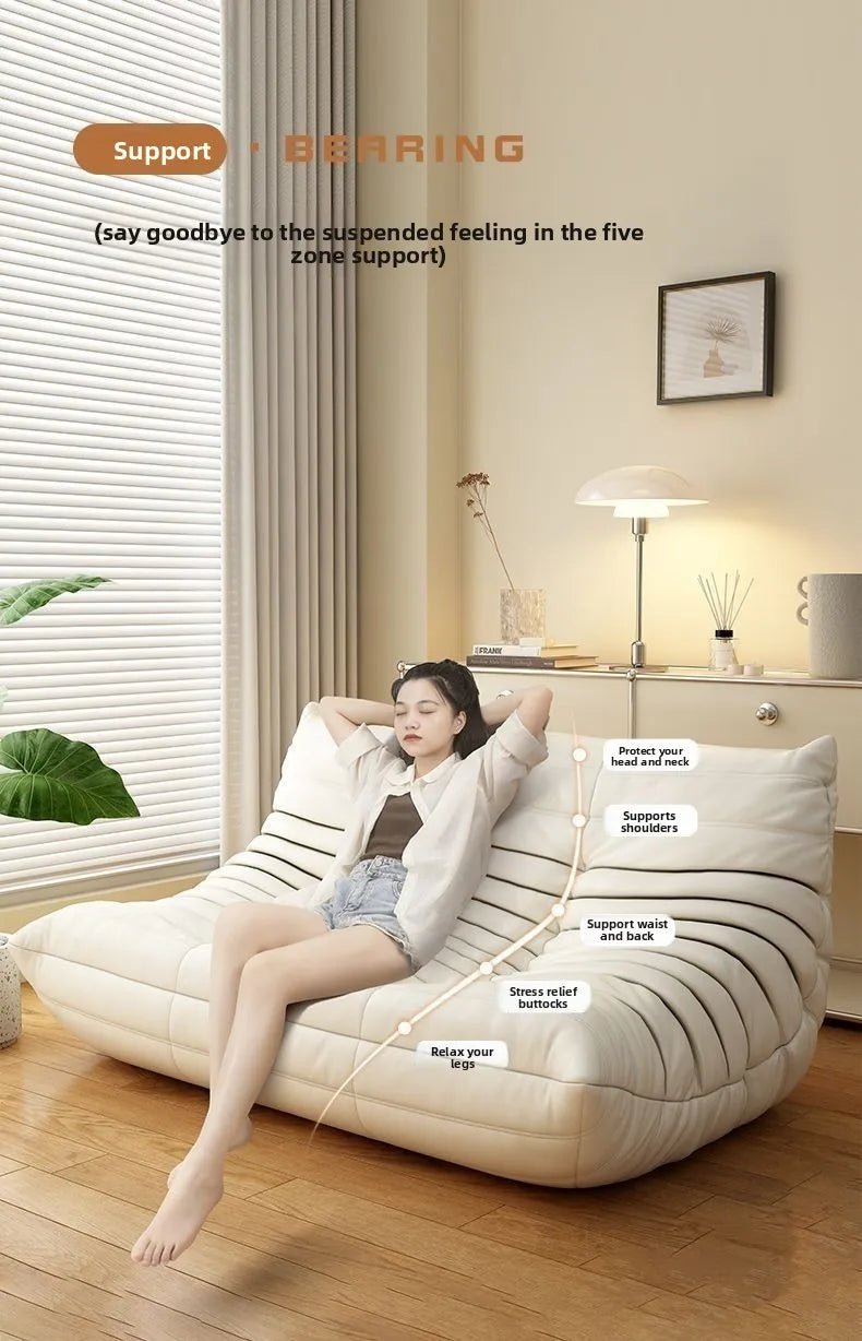 Double Caterpillar Suede Sofa Small Apartment Trendy Bedroom Single Lounging Area Lazy Living Room Tatami Inspired Cozy Design